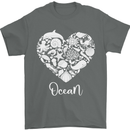 Ocean Heart Ecology Dolphin Fish Whale Octopus Mens T-Shirt 100% Cotton Charcoal