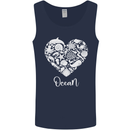 Ocean Heart Ecology Dolphin Fish Whale Octopus Mens Vest Tank Top Navy Blue