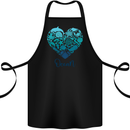 Ocean Heart Ecology Dolphin Turtle Whale Octopus Cotton Apron 100% Organic Black