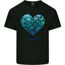 Ocean Heart Ecology Dolphin Turtle Whale Octopus Kids T-Shirt Childrens Black