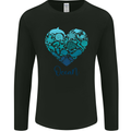 Ocean Heart Ecology Dolphin Turtle Whale Octopus Mens Long Sleeve T-Shirt Black