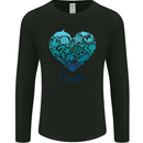 Ocean Heart Ecology Dolphin Turtle Whale Octopus Mens Long Sleeve T-Shirt Black
