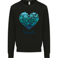 Ocean Heart Ecology Dolphin Turtle Whale Octopus Mens Sweatshirt Jumper Black