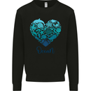 Ocean Heart Ecology Dolphin Turtle Whale Octopus Mens Sweatshirt Jumper Black