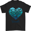 Ocean Heart Ecology Dolphin Turtle Whale Octopus Mens T-Shirt 100% Cotton Black