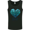 Ocean Heart Ecology Dolphin Turtle Whale Octopus Mens Vest Tank Top Black