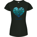 Ocean Heart Ecology Dolphin Turtle Whale Octopus Womens Petite Cut T-Shirt Black