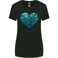 Ocean Heart Ecology Dolphin Turtle Whale Octopus Womens Wider Cut T-Shirt Black
