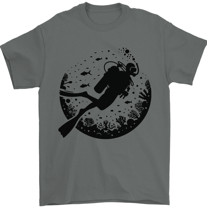 Ocean Scuba Diver Diving Mens T-Shirt 100% Cotton Charcoal