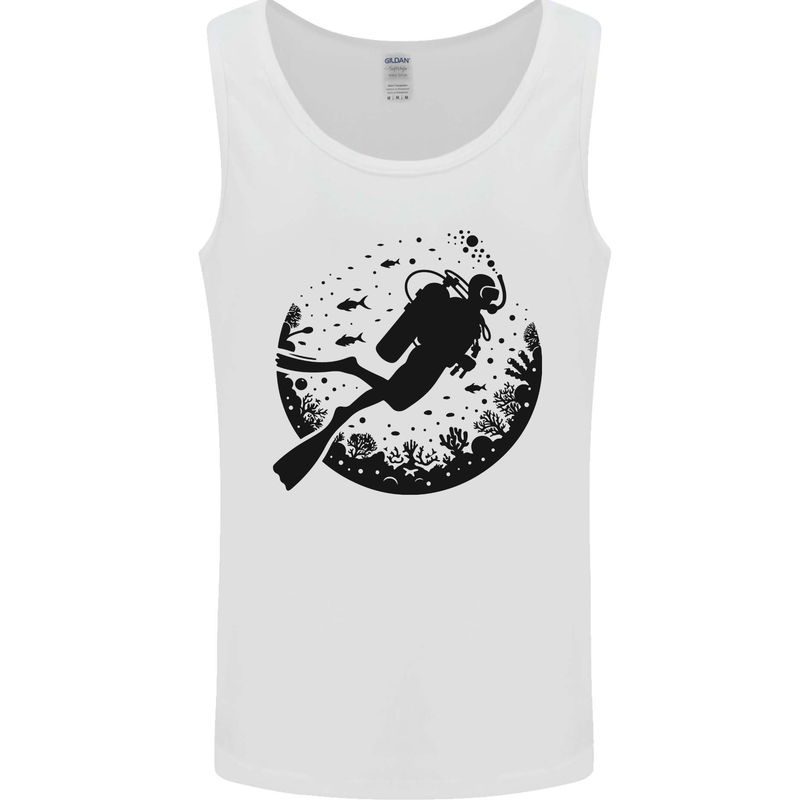 Ocean Scuba Diver Diving Mens Vest Tank Top White