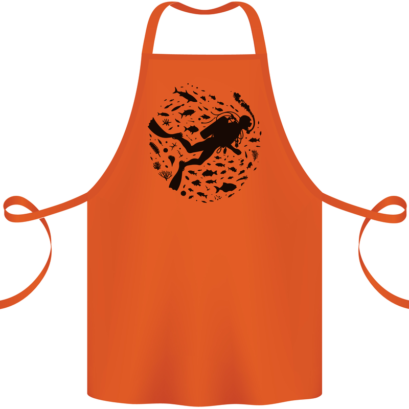 Ocean Scuba Diving Diver Cotton Apron 100% Organic Orange