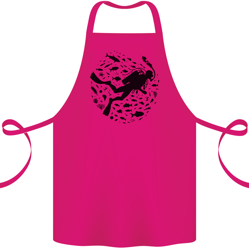 Ocean Scuba Diving Diver Cotton Apron 100% Organic Pink