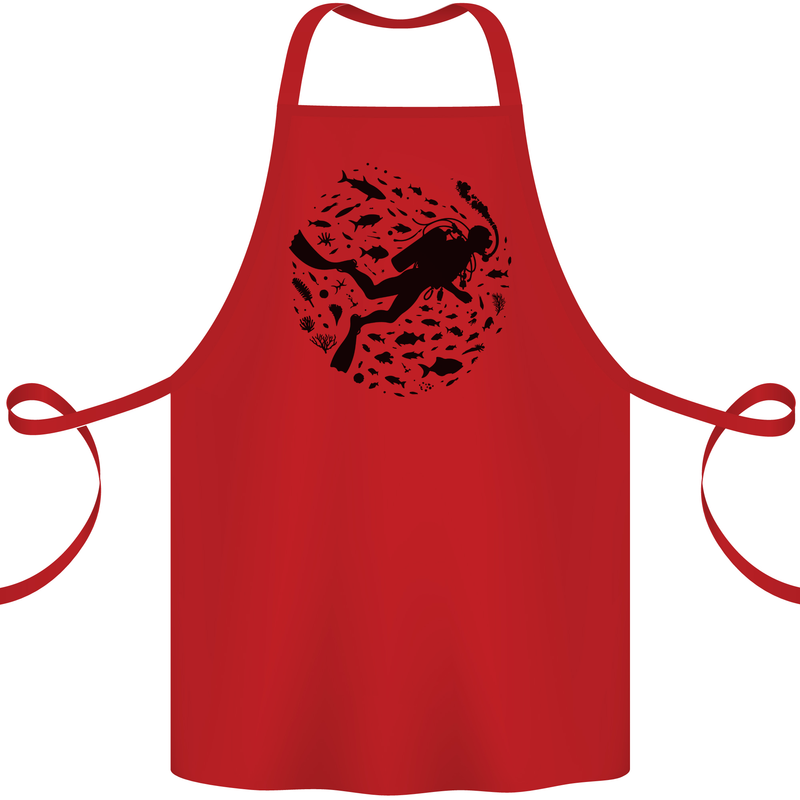 Ocean Scuba Diving Diver Cotton Apron 100% Organic Red
