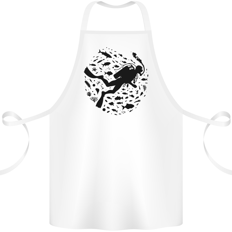 Ocean Scuba Diving Diver Cotton Apron 100% Organic White
