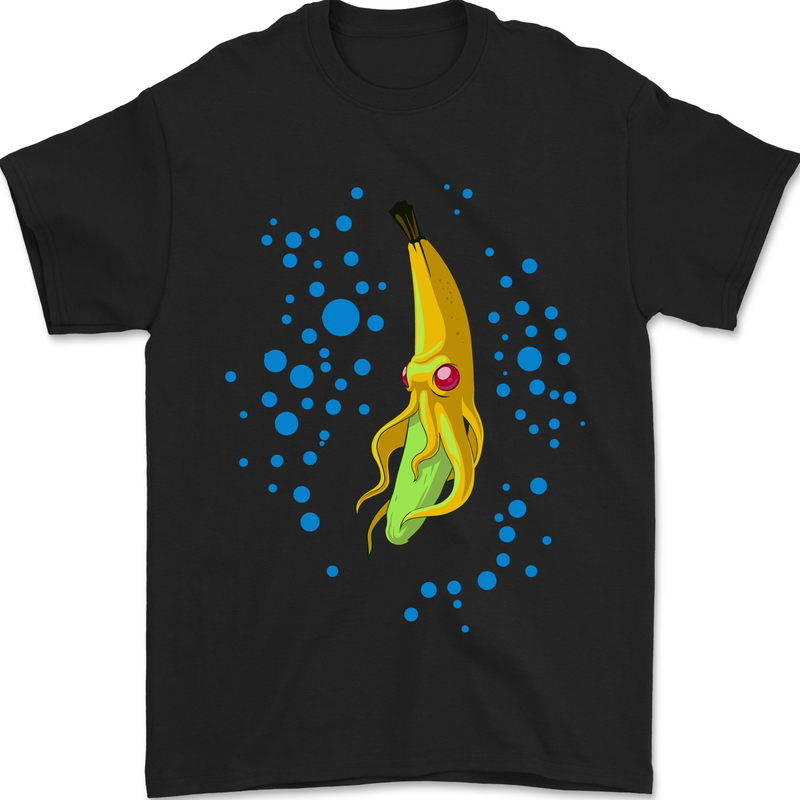 Octo Banana Funny Octopus Squid Parody Mens T-Shirt 100% Cotton Black