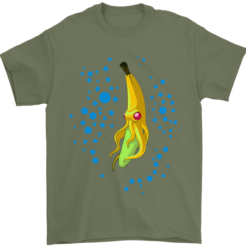 Octo Banana Funny Octopus Squid Parody Mens T-Shirt 100% Cotton Military Green