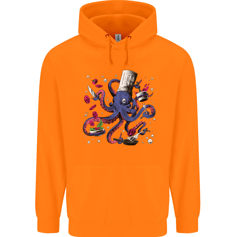 Octo Chef Funny Octopus Cook Cooking Childrens Kids Hoodie Orange