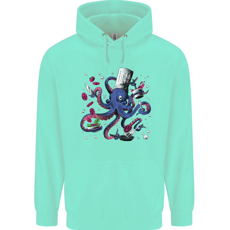 Octo Chef Funny Octopus Cook Cooking Childrens Kids Hoodie Peppermint