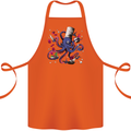 Octo Chef Funny Octopus Cook Cooking Cotton Apron 100% Organic Orange