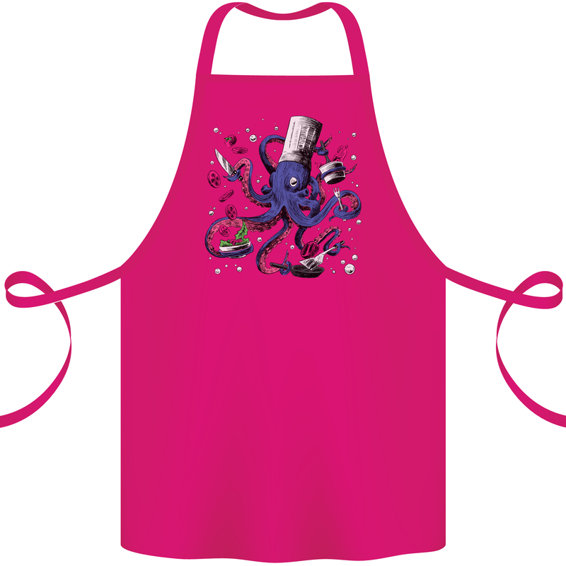 Octo Chef Funny Octopus Cook Cooking Cotton Apron 100% Organic Pink