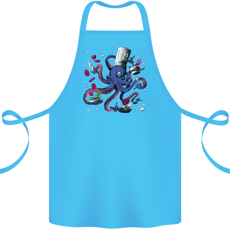 Octo Chef Funny Octopus Cook Cooking Cotton Apron 100% Organic Turquoise