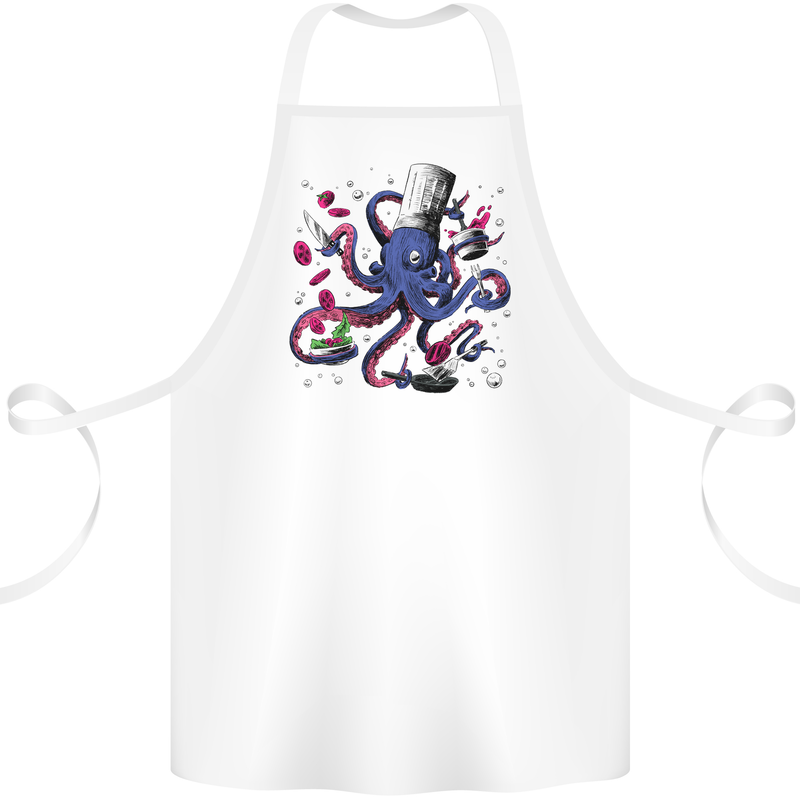 Octo Chef Funny Octopus Cook Cooking Cotton Apron 100% Organic White