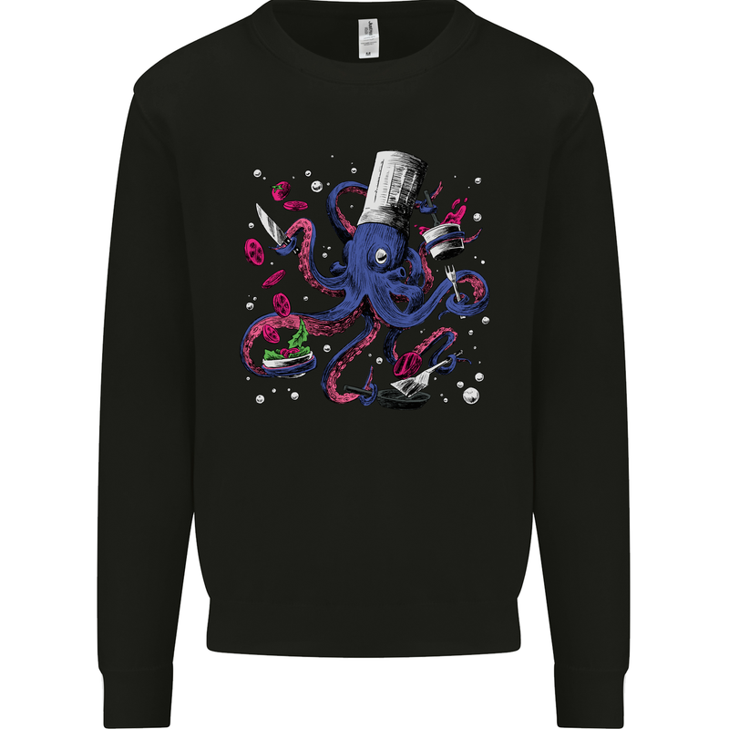 Octo Chef Funny Octopus Cook Cooking Kids Sweatshirt Jumper Black