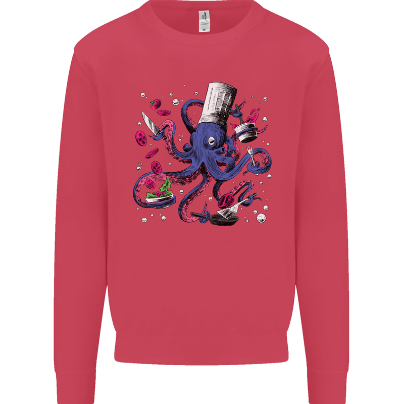 Octo Chef Funny Octopus Cook Cooking Kids Sweatshirt Jumper Heliconia