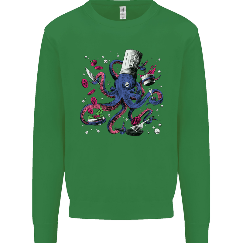 Octo Chef Funny Octopus Cook Cooking Kids Sweatshirt Jumper Irish Green