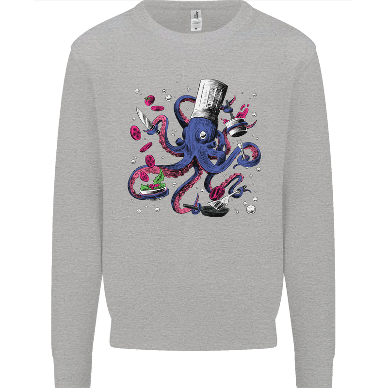 Octo Chef Funny Octopus Cook Cooking Kids Sweatshirt Jumper Sports Grey