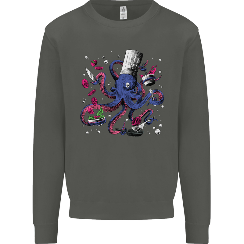 Octo Chef Funny Octopus Cook Cooking Kids Sweatshirt Jumper Storm Grey