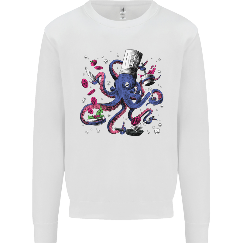 Octo Chef Funny Octopus Cook Cooking Kids Sweatshirt Jumper White