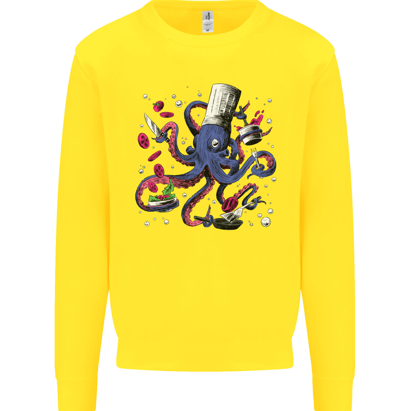 Octo Chef Funny Octopus Cook Cooking Kids Sweatshirt Jumper Yellow