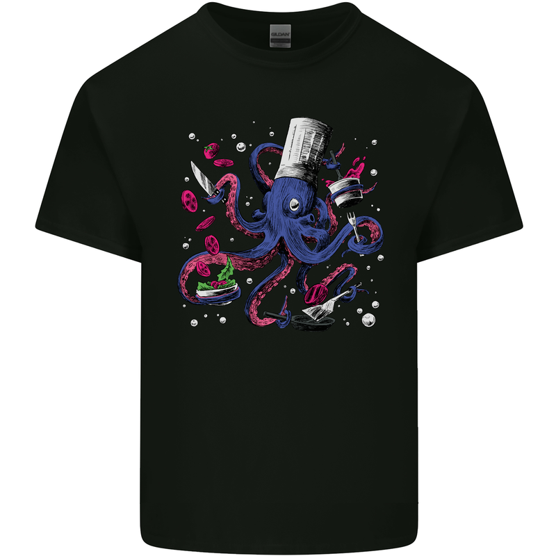 Octo Chef Funny Octopus Cook Cooking Kids T-Shirt Childrens Black