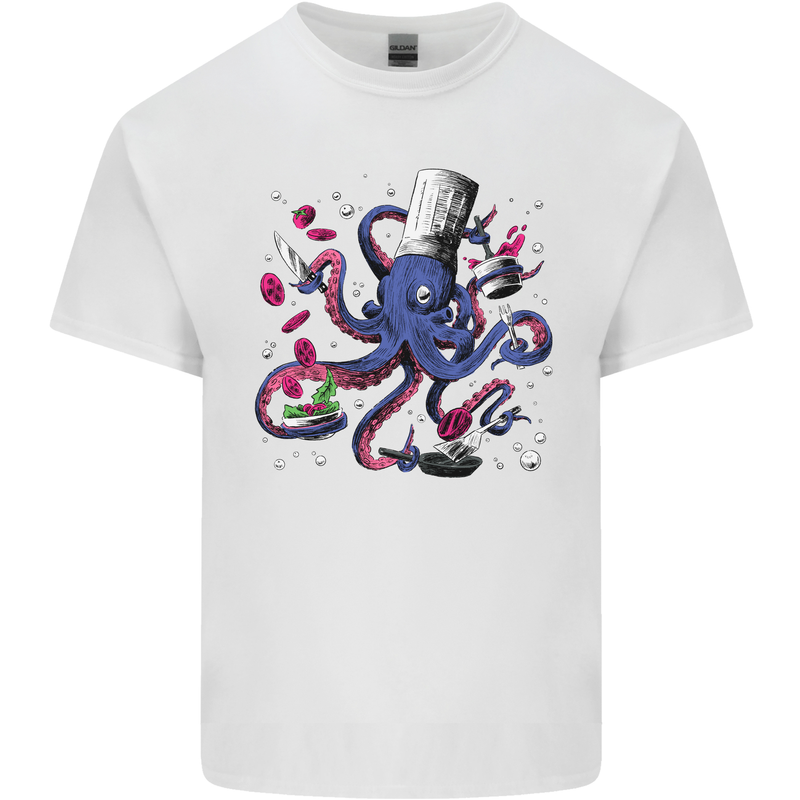 Octo Chef Funny Octopus Cook Cooking Kids T-Shirt Childrens White