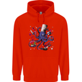 Octo Chef Funny Octopus Cook Cooking Mens 80% Cotton Hoodie Bright Red