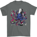 Octo Chef Funny Octopus Cook Cooking Mens T-Shirt 100% Cotton Charcoal