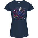 Octo Chef Funny Octopus Cook Cooking Womens Petite Cut T-Shirt Navy Blue