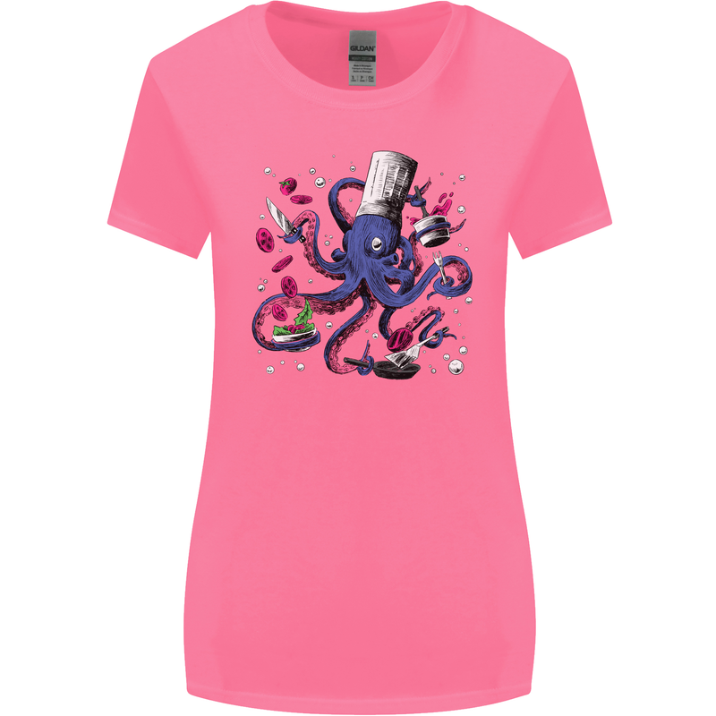 Octo Chef Funny Octopus Cook Cooking Womens Wider Cut T-Shirt Azalea
