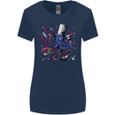 Octo Chef Funny Octopus Cook Cooking Womens Wider Cut T-Shirt Navy Blue