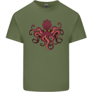 Octopus Cthulhu Kraken Squid Scuba Diving Mens Cotton T-Shirt Tee Top Military Green