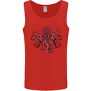 Octopus Cthulhu Kraken Squid Scuba Diving Mens Vest Tank Top Red