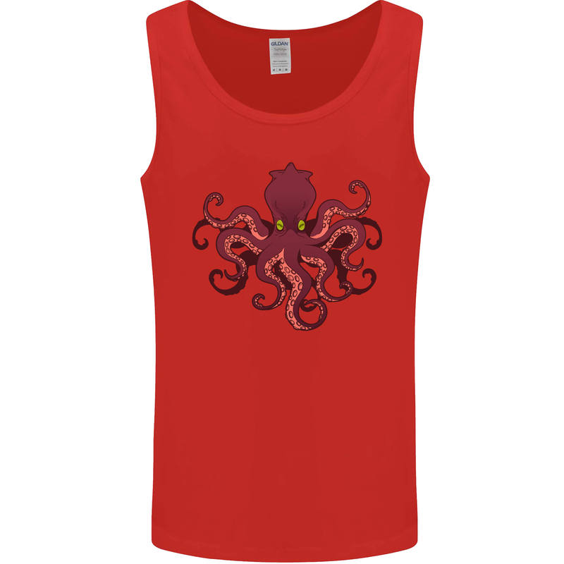 Octopus Cthulhu Kraken Squid Scuba Diving Mens Vest Tank Top Red