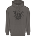 Octopus Ouline Mens 80% Cotton Hoodie Charcoal