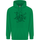 Octopus Ouline Mens 80% Cotton Hoodie Irish Green