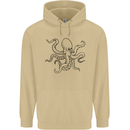 Octopus Ouline Mens 80% Cotton Hoodie Sand