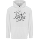 Octopus Ouline Mens 80% Cotton Hoodie White