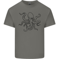 Octopus Ouline Mens Cotton T-Shirt Tee Top Charcoal