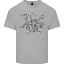 Octopus Ouline Mens Cotton T-Shirt Tee Top Sports Grey