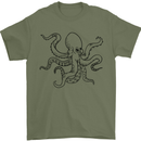 Octopus Ouline Mens T-Shirt 100% Cotton Military Green